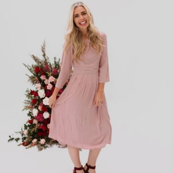 modest pink dress